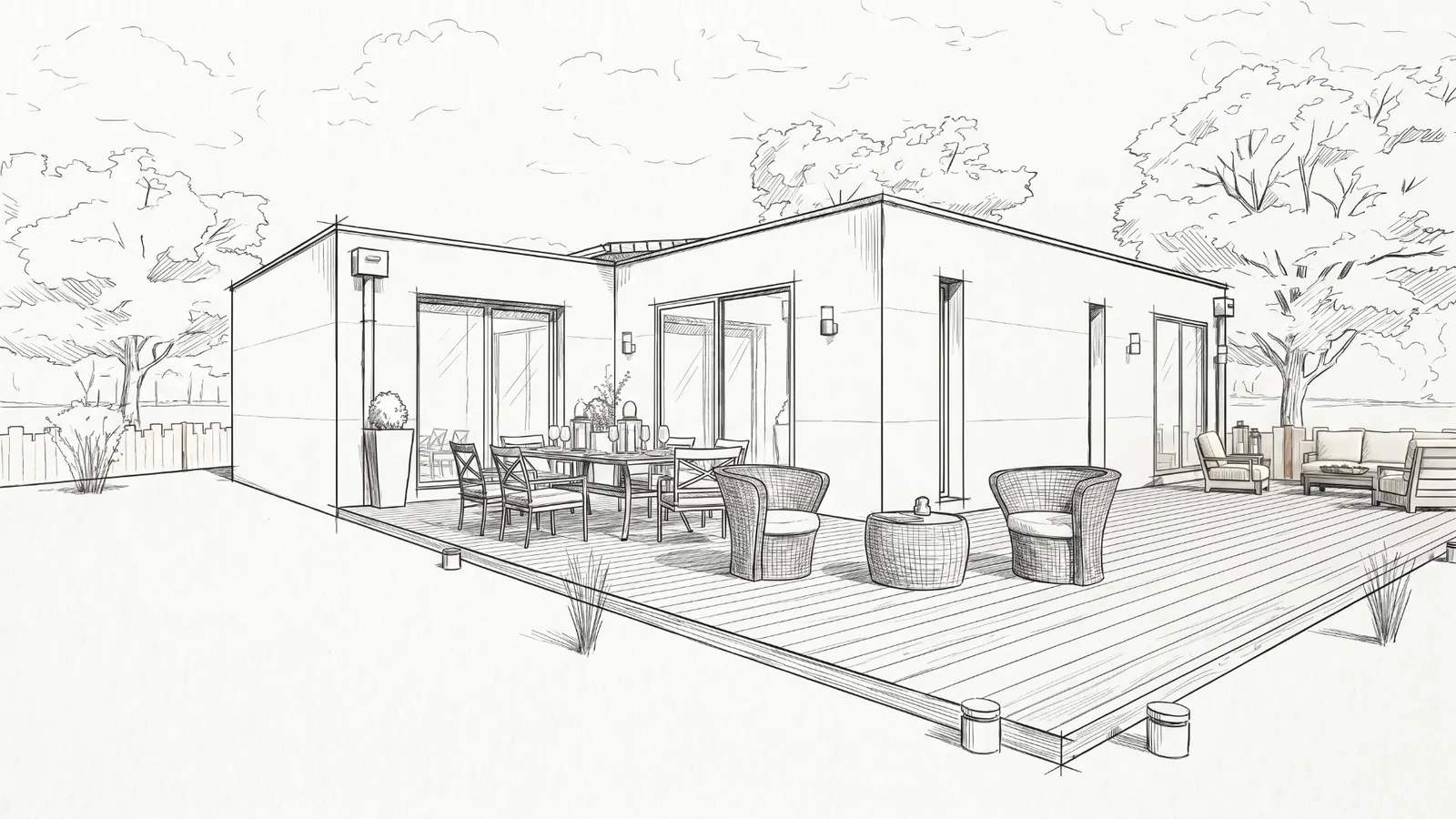 Croquis : maison moderne de plain-pied à Nantes