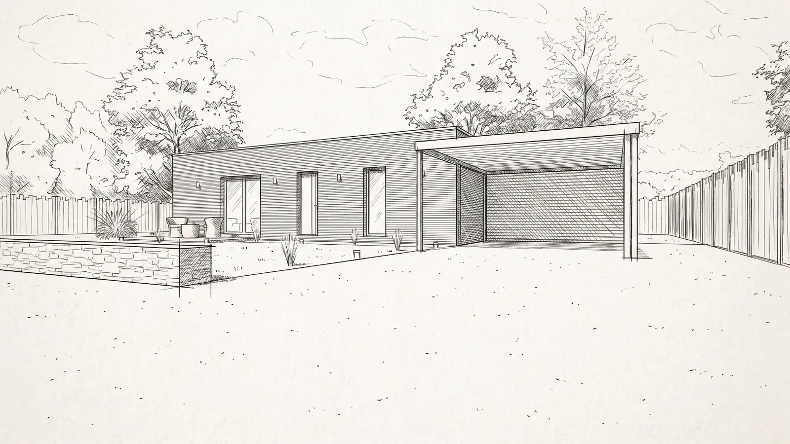 Croquis d un projet de maison cadré avant la consultation des entreprises
