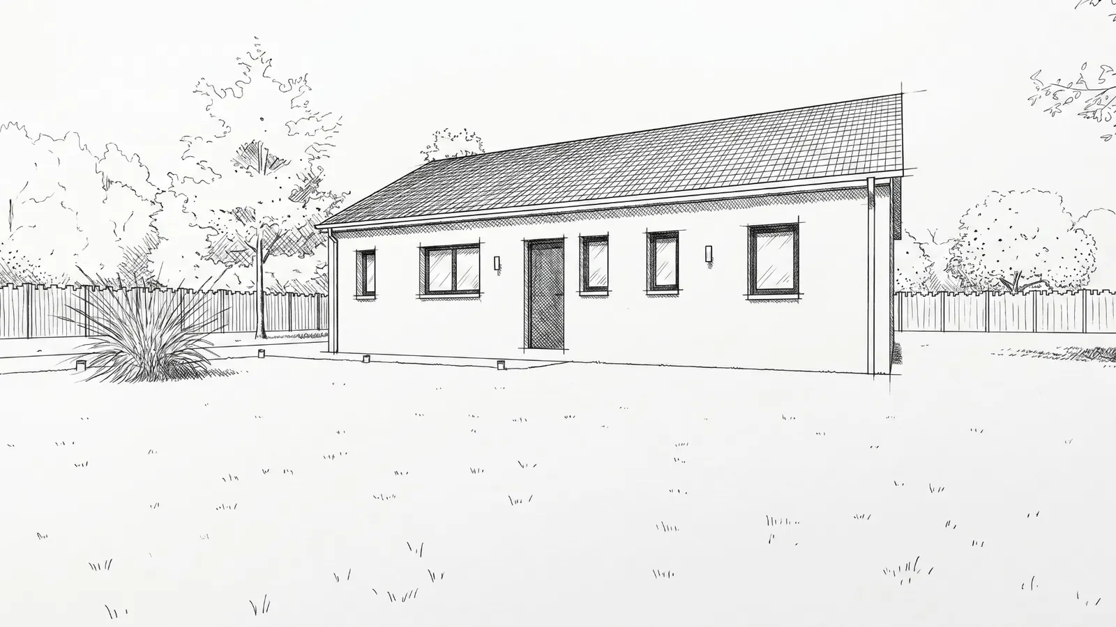 Croquis : construction d'une maison de plain-pied à Pornic (44)