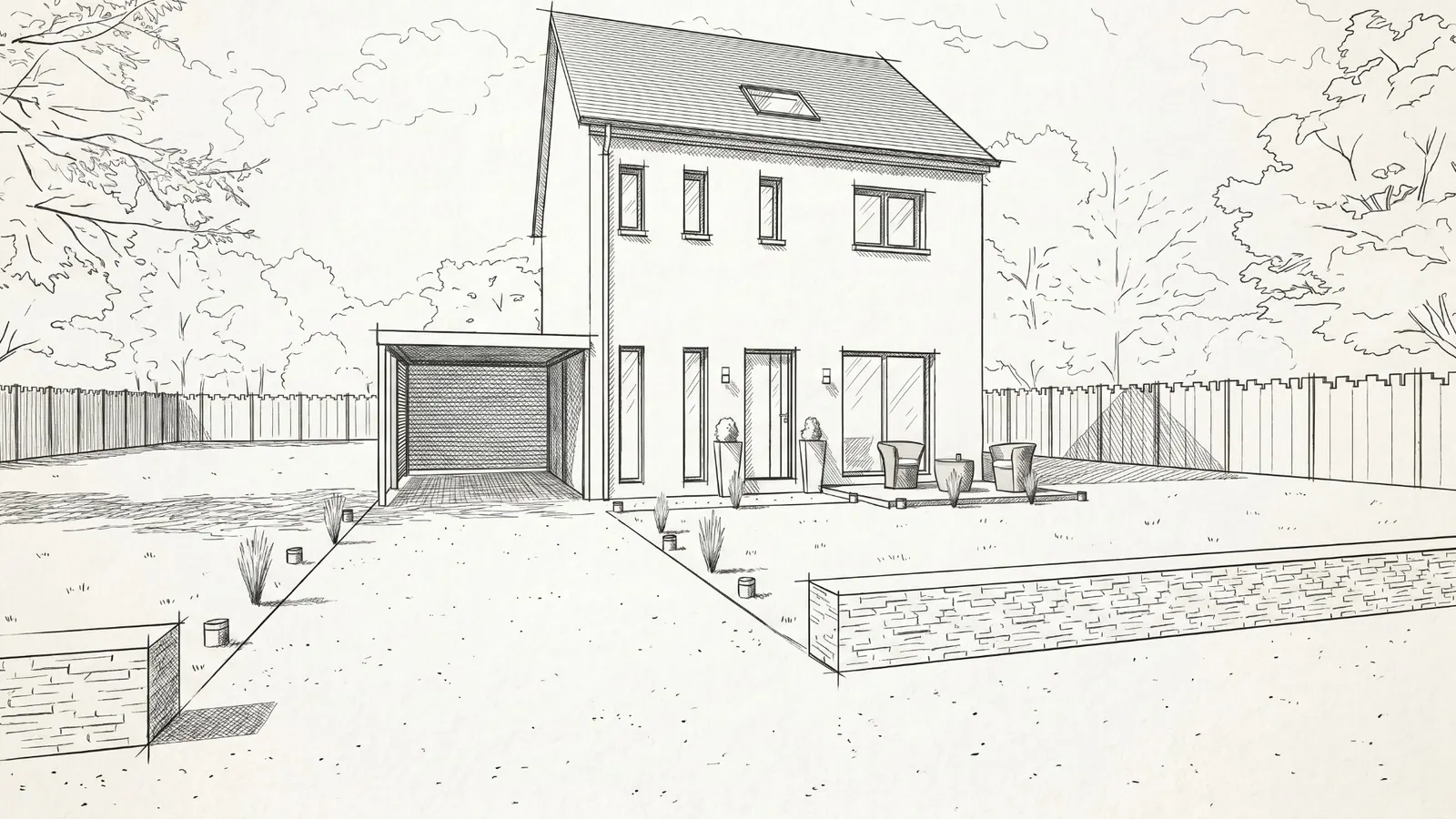 Croquis : maison R+1 + combles de 115 m² à Vertou (44)
