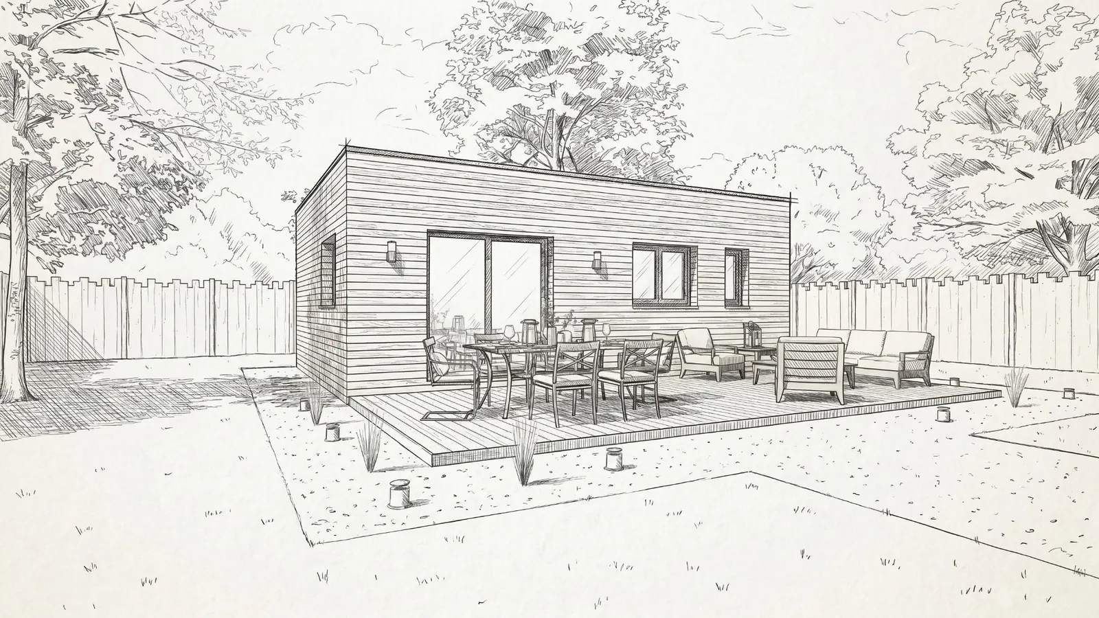 Croquis : studio de jardin de 40 m² à Bouaye